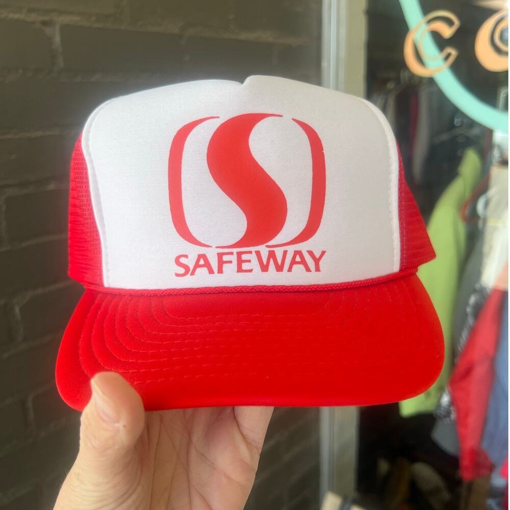 Vintage Safeway red and white snapback hat